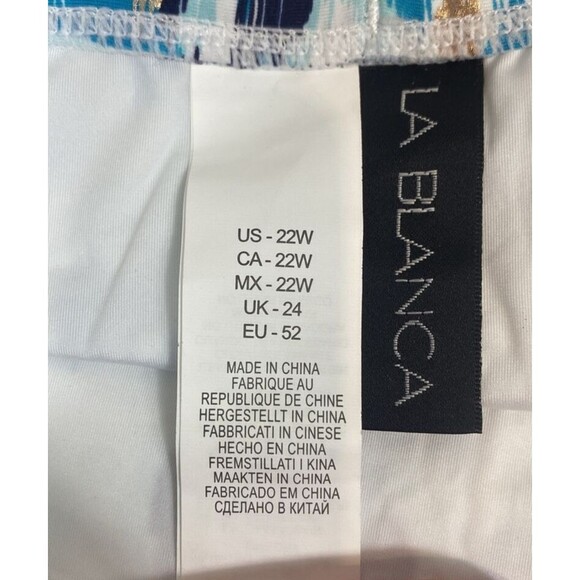 NWT La Blanca Womens Sz 22W Shirred Tummy Control Band Bikini Bottoms Aquamarine - Picture 3 of 7